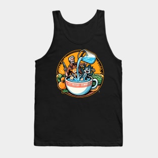 Galactic Brew Adventure Chibi Design - Whimsical Sci-Fi Fantasy Style Tank Top